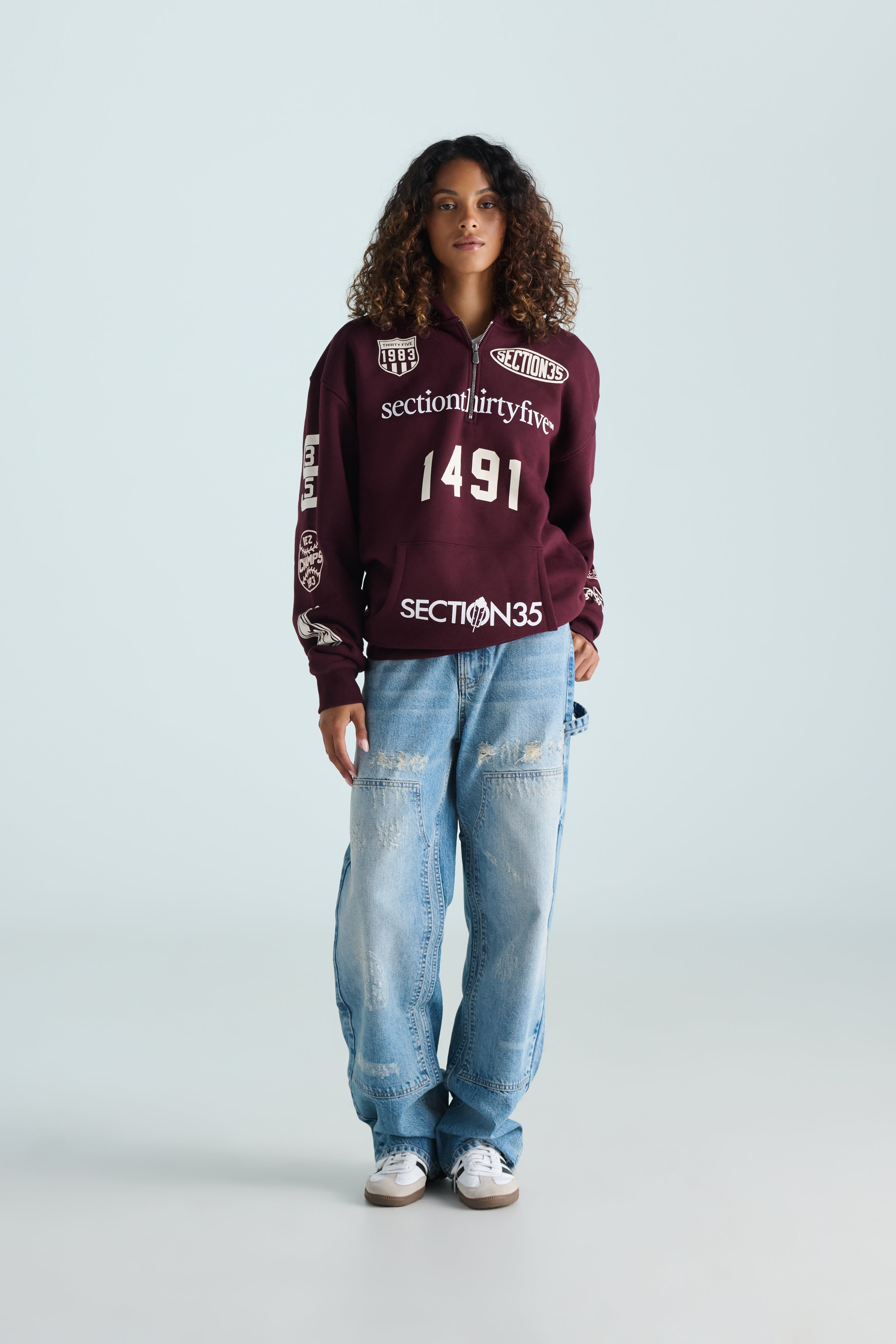 Por Vida Half Zip - Burgundy