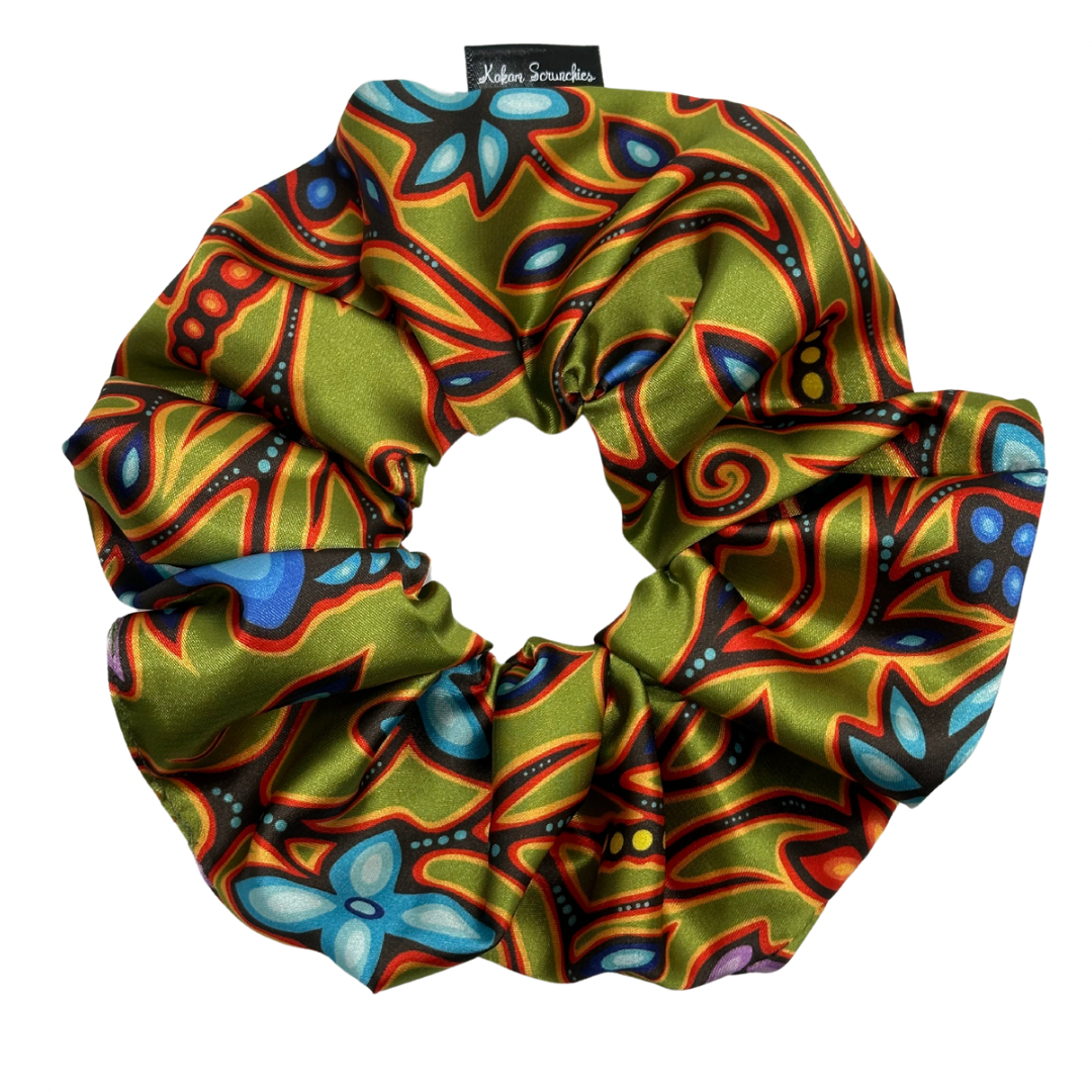 XL Scrunchie: green satin