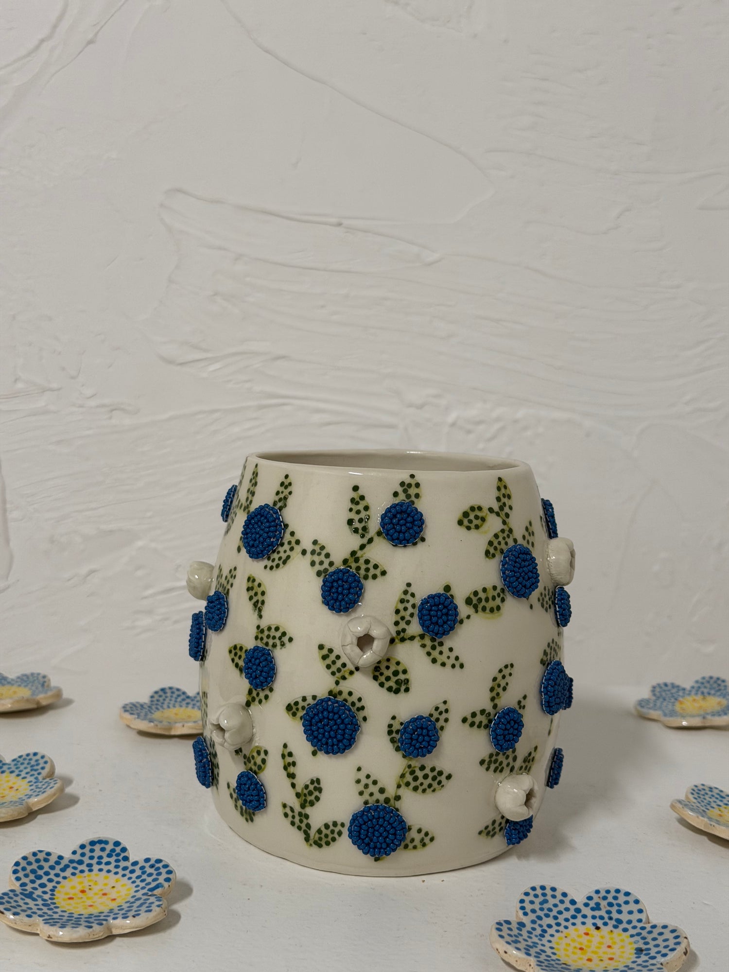 Beaded Vase - Blueberry