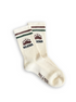 Pair of cream socks with brown and green accents and &