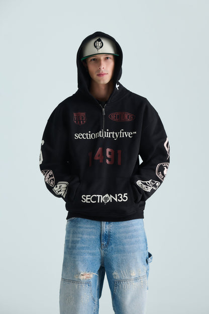 Por Vida Half Zip - Black