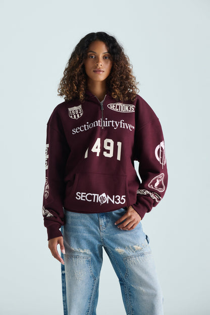 Por Vida Half Zip - Burgundy