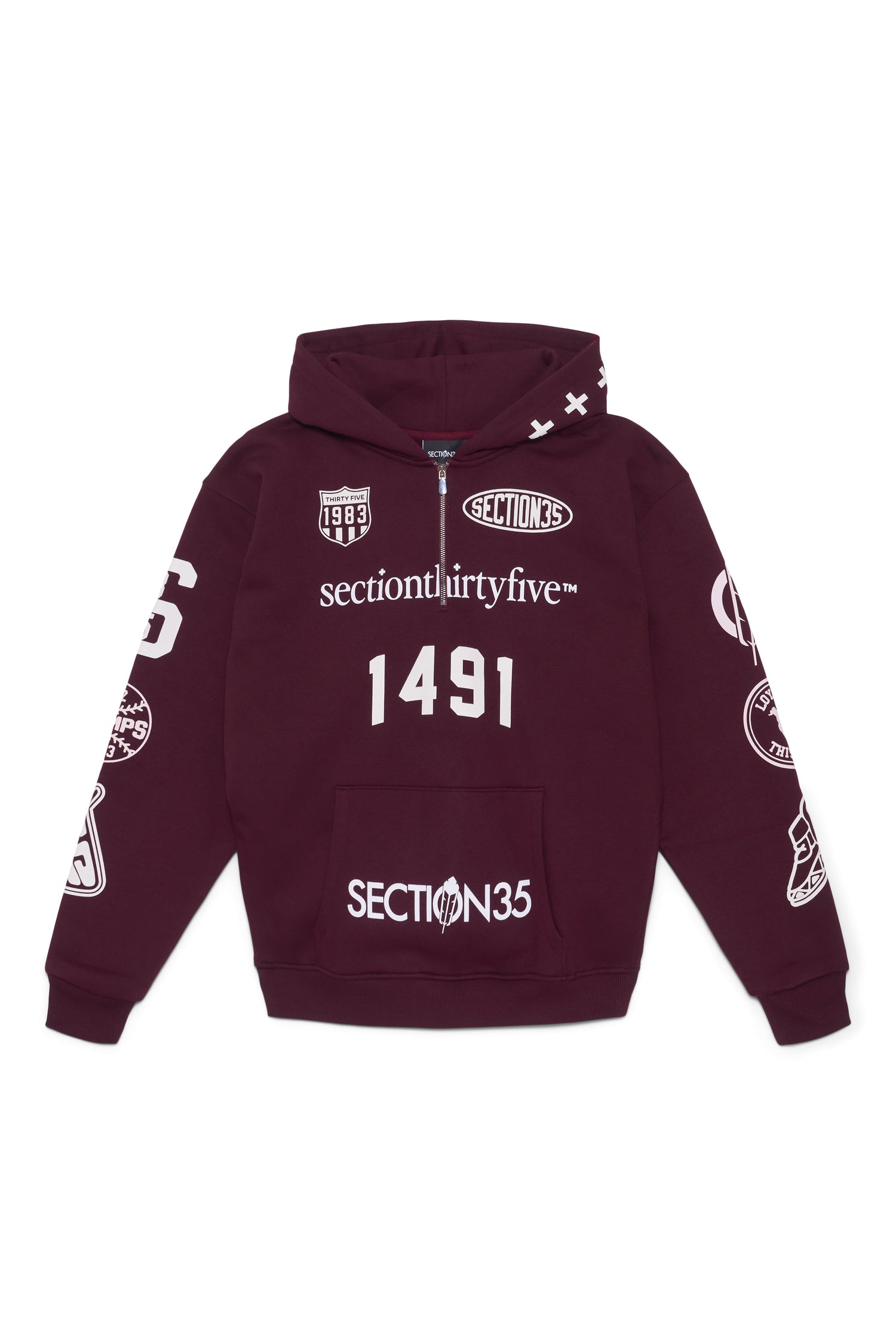 Por Vida Half Zip - Burgundy