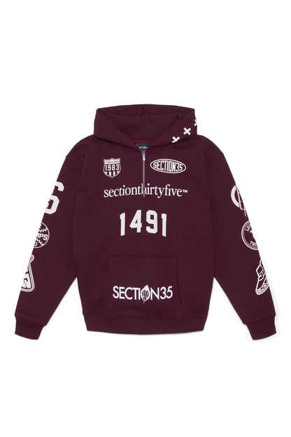 Por Vida Half Zip - Burgundy