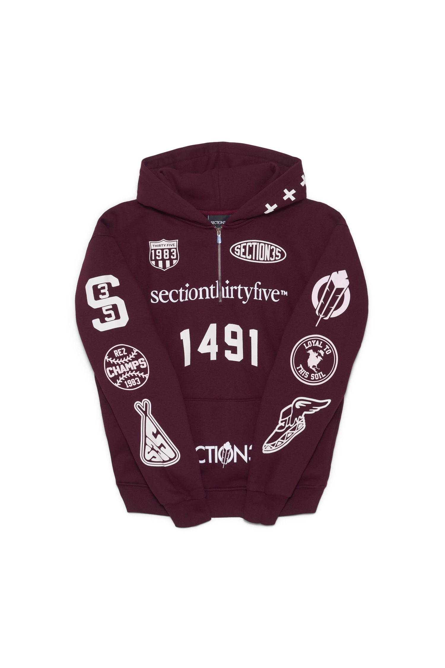 Por Vida Half Zip - Burgundy