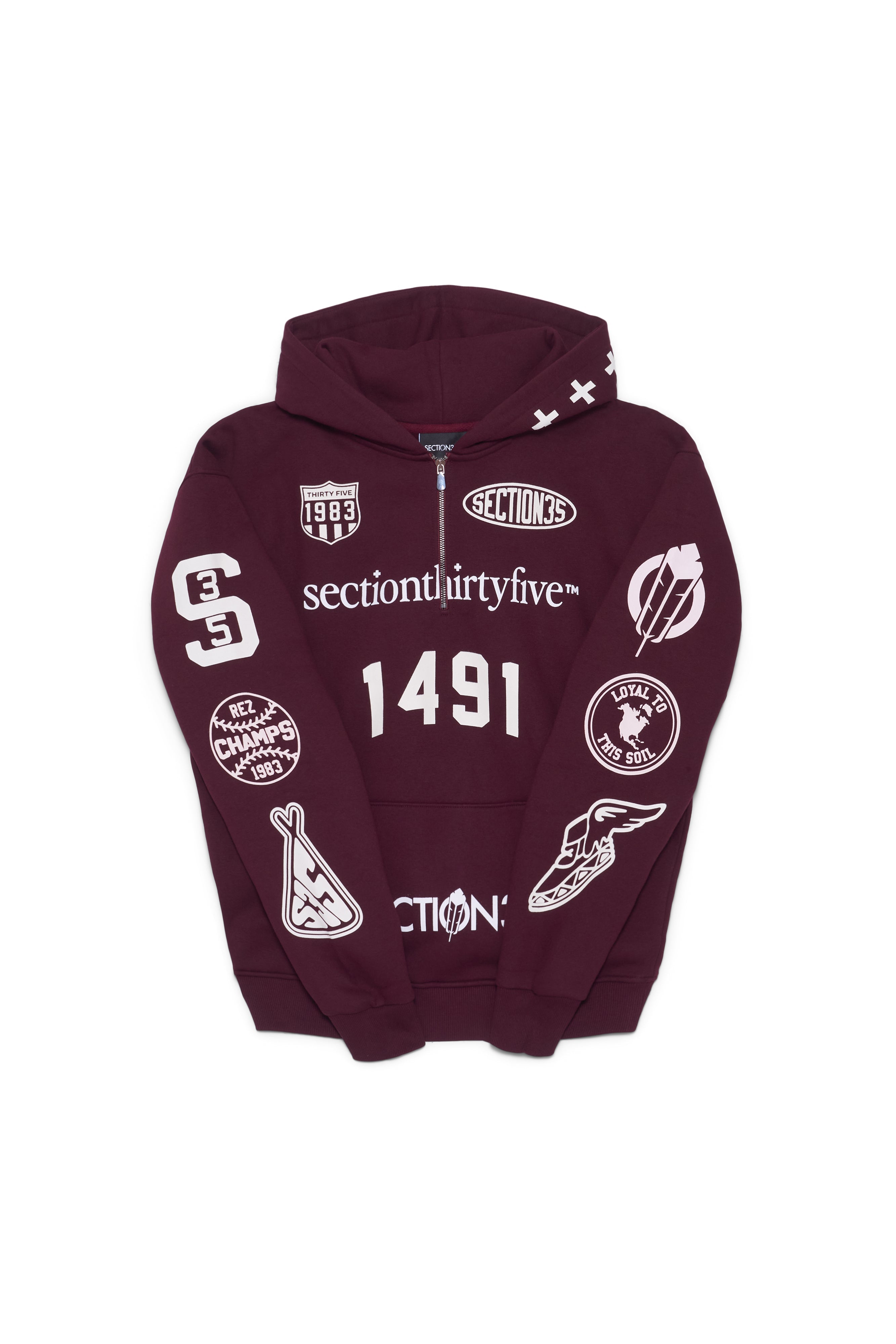 Por Vida Half Zip - Burgundy