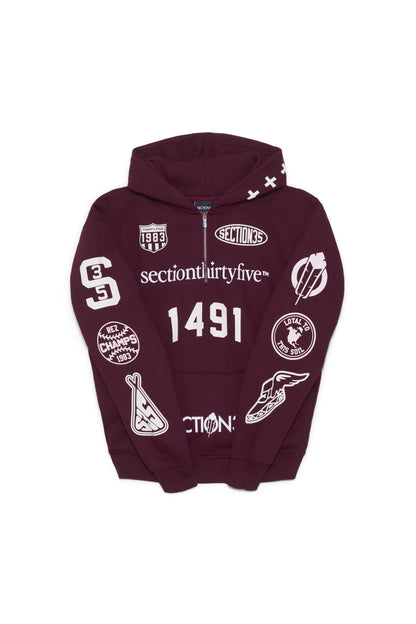 Por Vida Half Zip - Burgundy