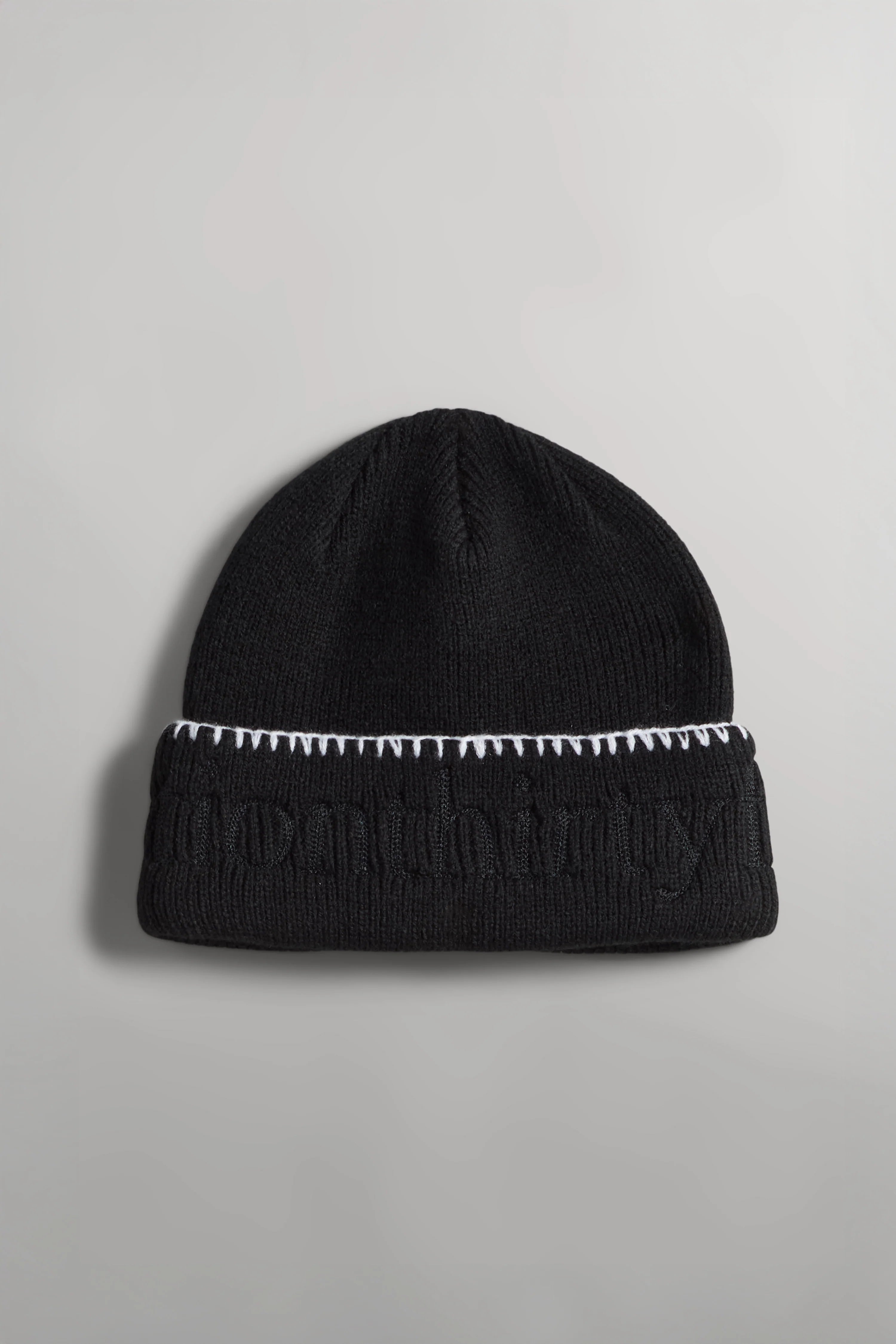 SECTION 35 x 47 Brand Wordmark Beanie - Blanket Stitch Black