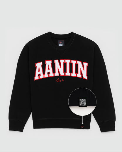 Every conversation starts with aaniin in this best selling Black sweatshirt with &